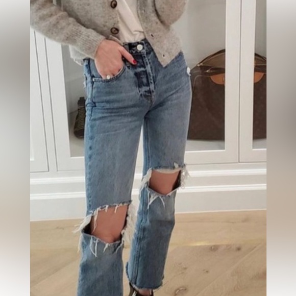 Anine Bing high rise straight leg ripped jeans - Picture 2 of 10